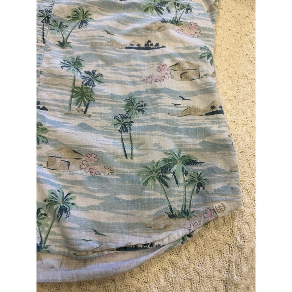 Chaps‎ Coastal Wash Men's Hawaiian Shirt – Size L -100% Cotton Chambray - Picture 7 of 13